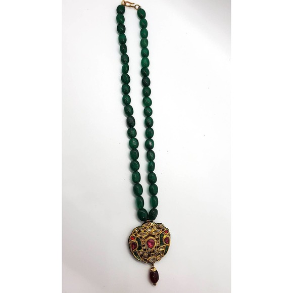 22k Gold Kundan Polki Pendant - Picture 7 of 7